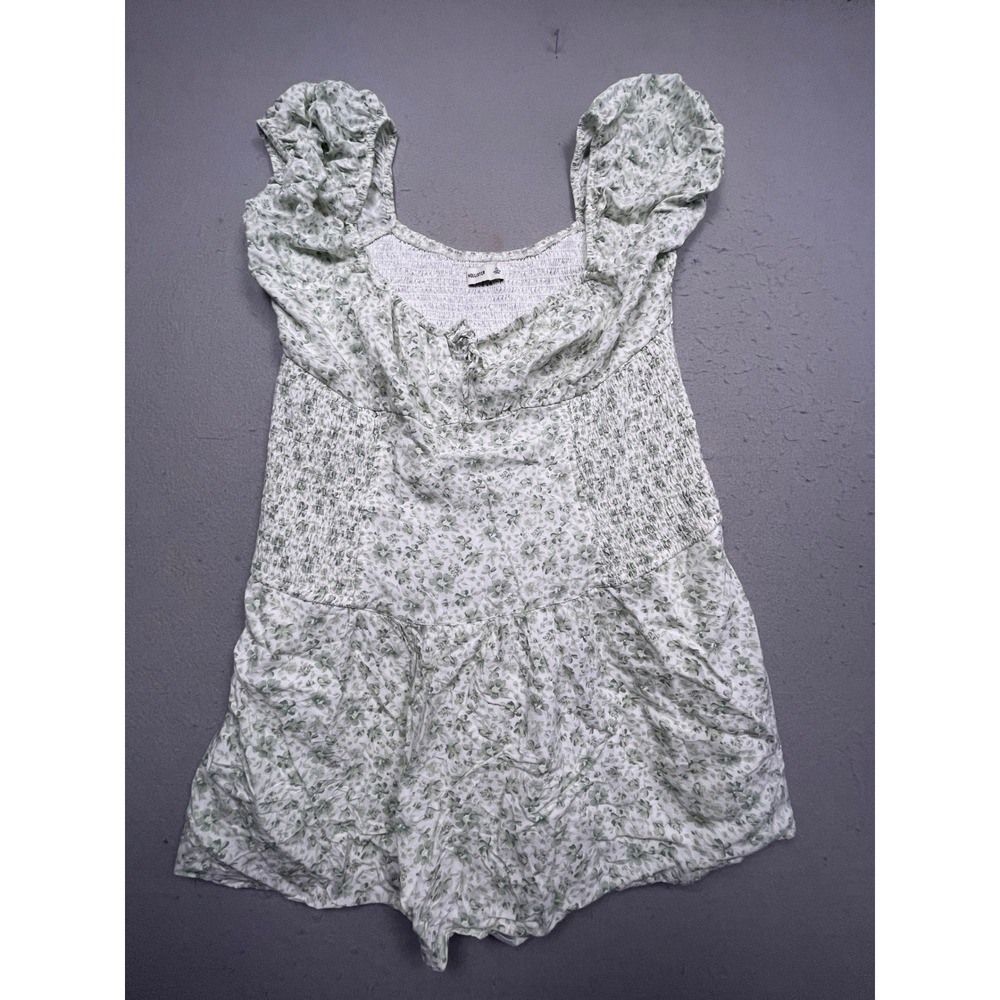 Hollister Romper Viscose Green Floral XL Womens